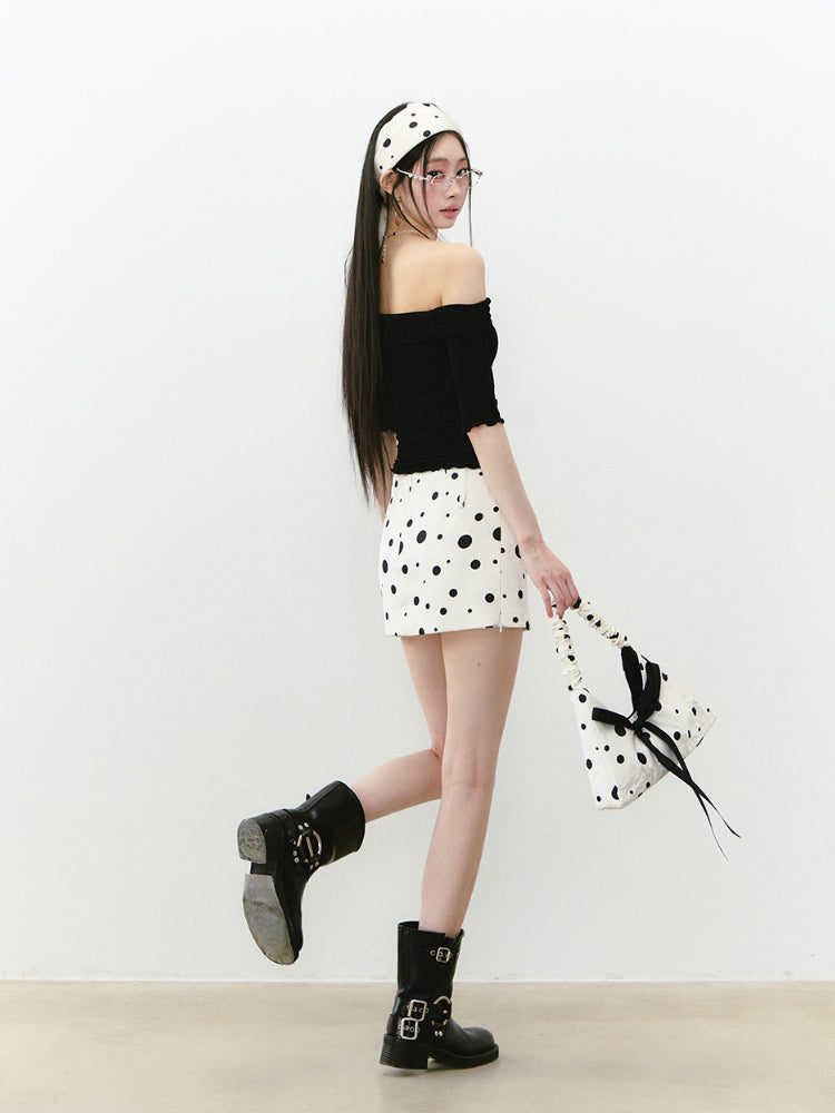 One-Shoulder Acetate Mid-Sleeve T-shirt