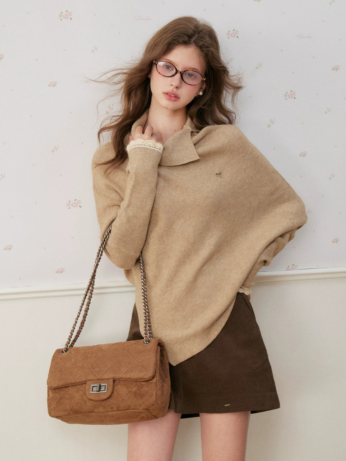 Irregular Fold High Neck Knit Sweater