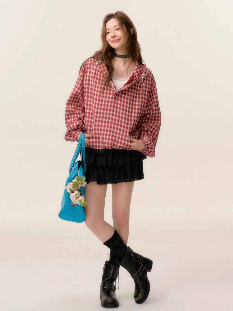 Lace Trim A-line Tulle Skirt