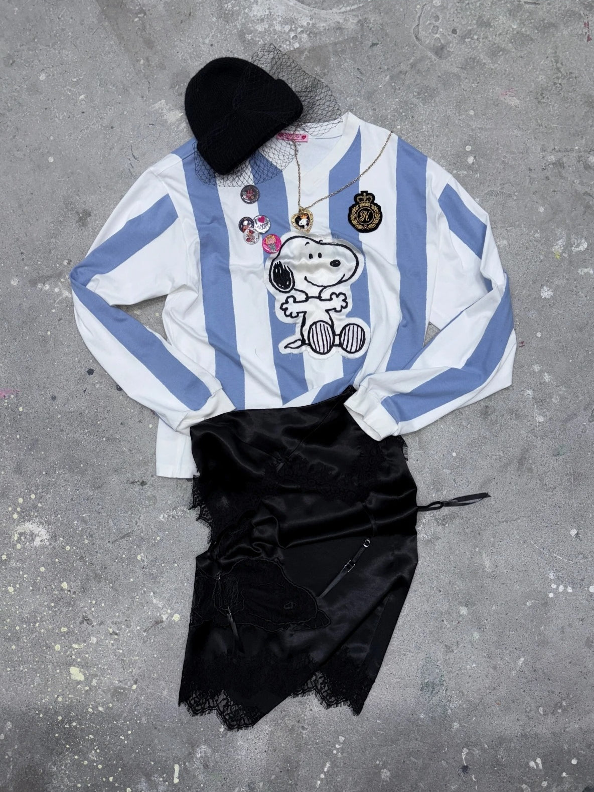 Embroidered Stripe Baseball Tee
