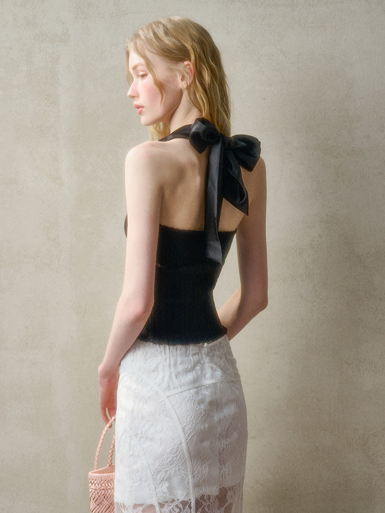 Bow-Halter Knit Camisole