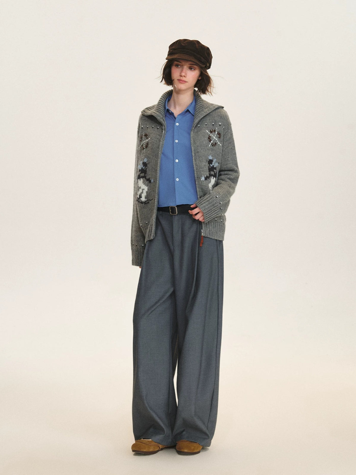 Minimalist Pleated Wide Leg Trousers