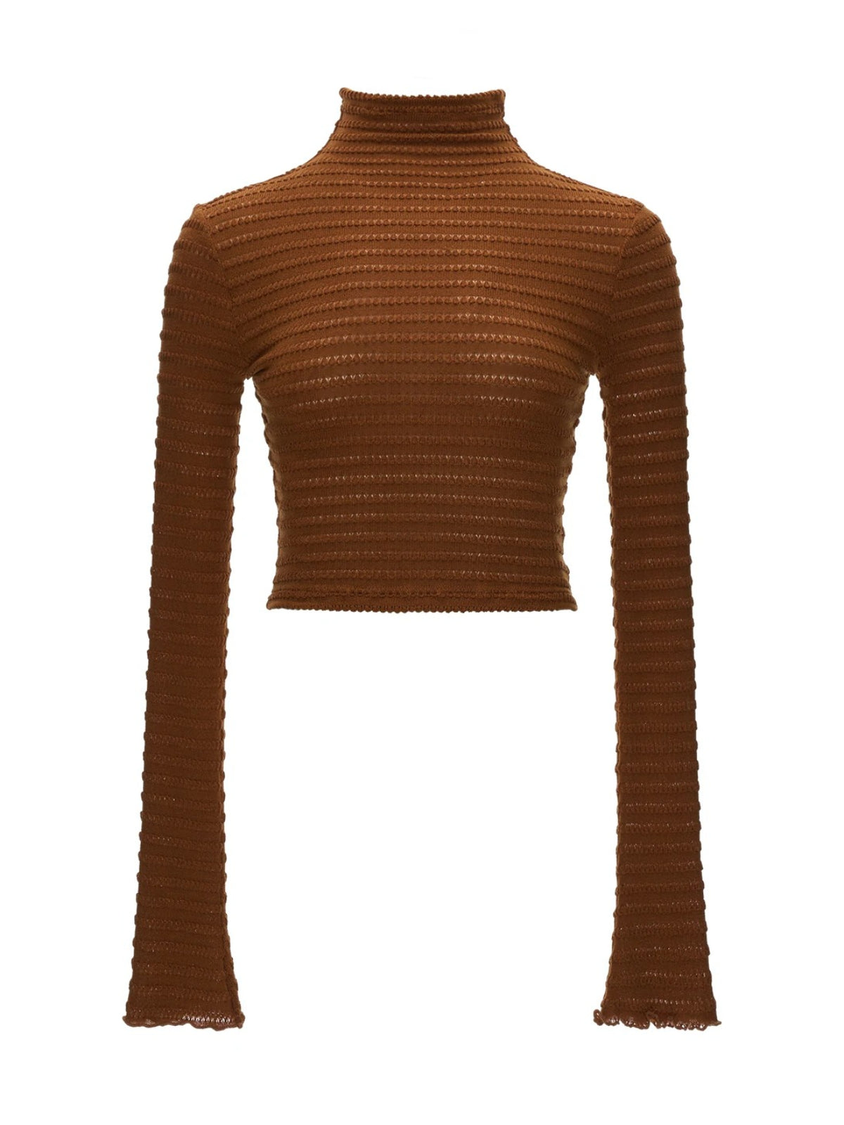 Mock Neck Cropped Long Sleeve Top