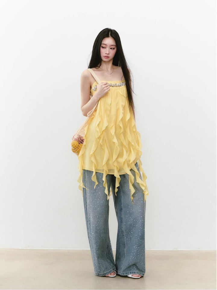 Beaded Flowing A-line Acetate Dress