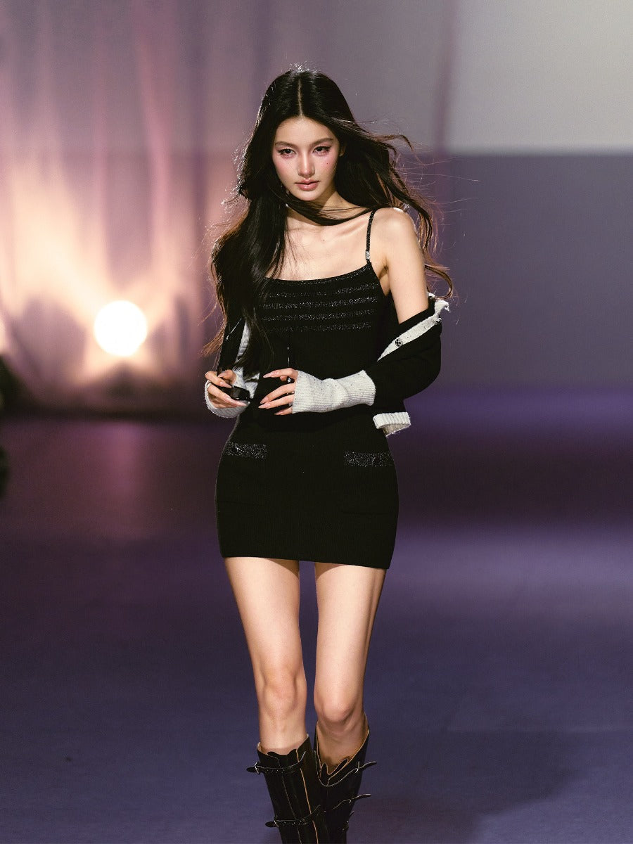 Sheer Knit Strappy Dress