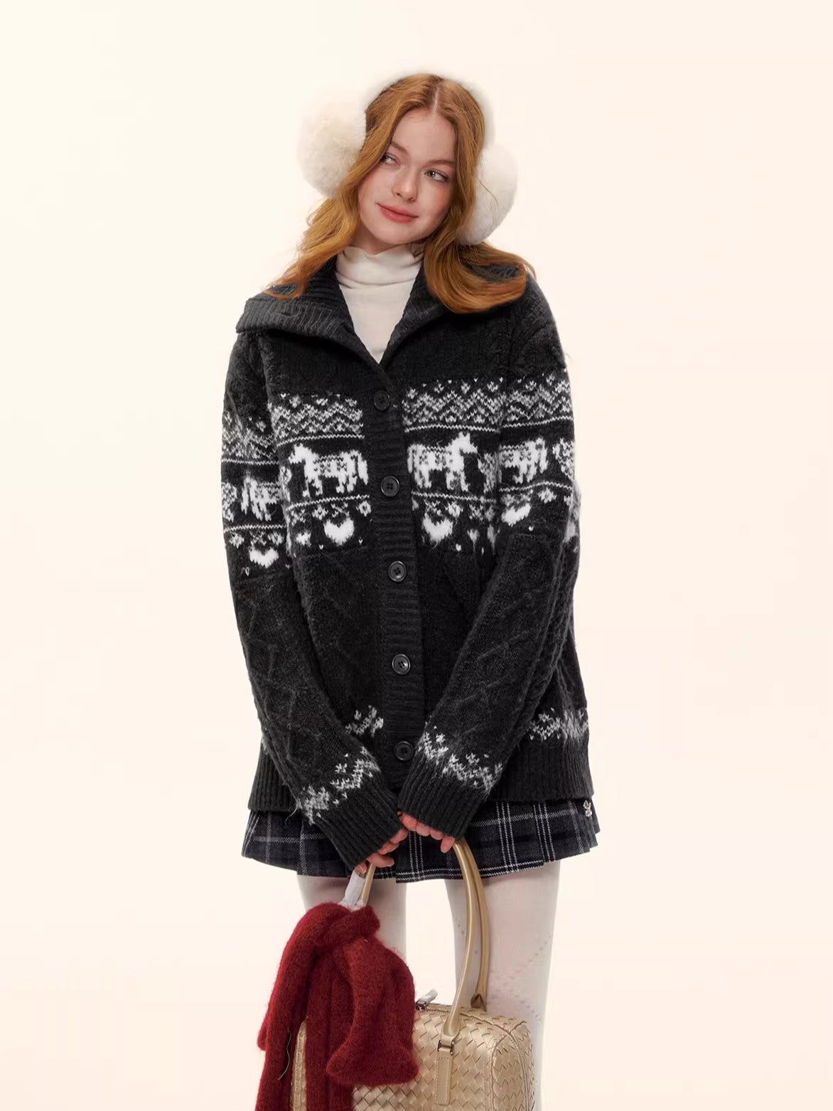 Fair Isle Pony Knit Cardigan
