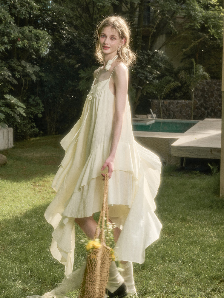 Washed Cotton Irregular Design Slip Dress