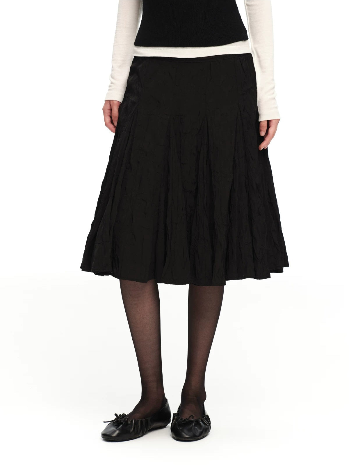 Crinkled A-Line Skirt