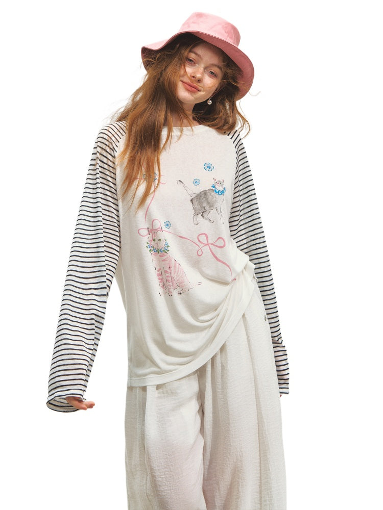 Striped Spliced Sunscreen Cover-up