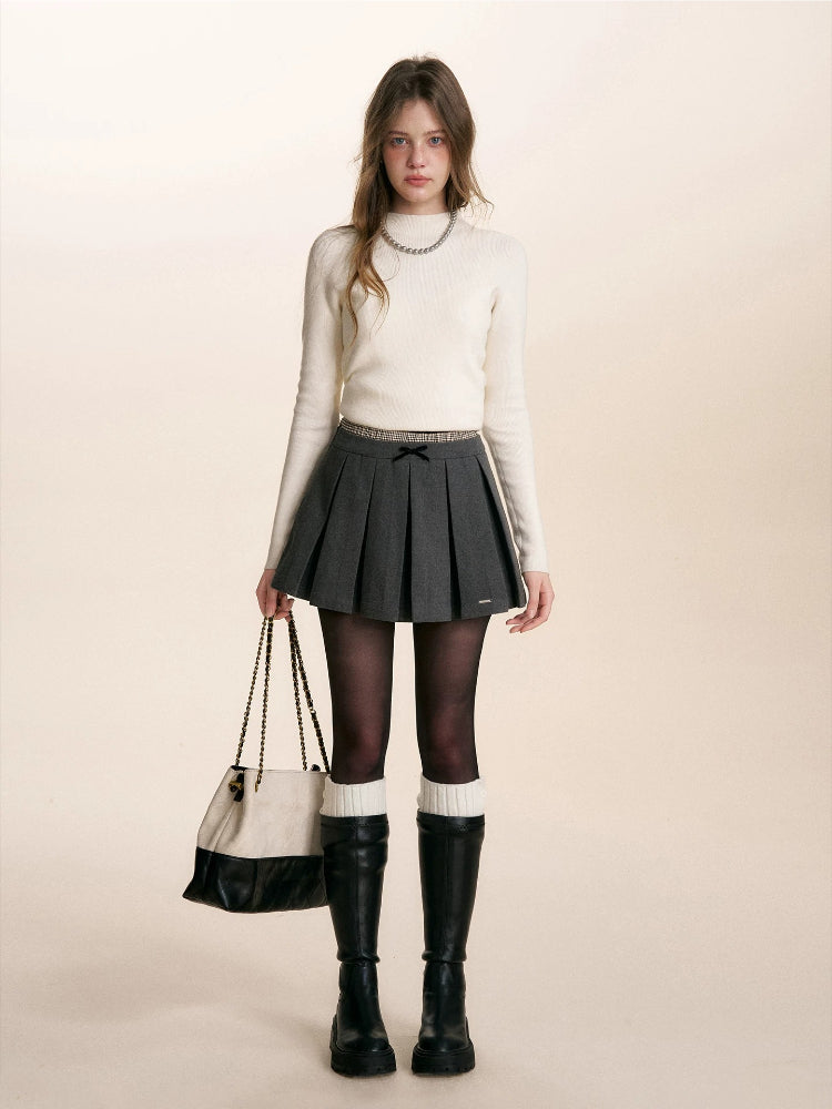 Ribbed Turtleneck Knit Top