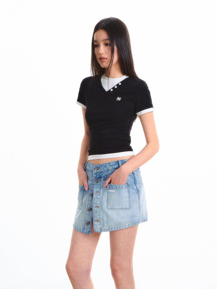 Faux Layered Short Sleeve T-shirt