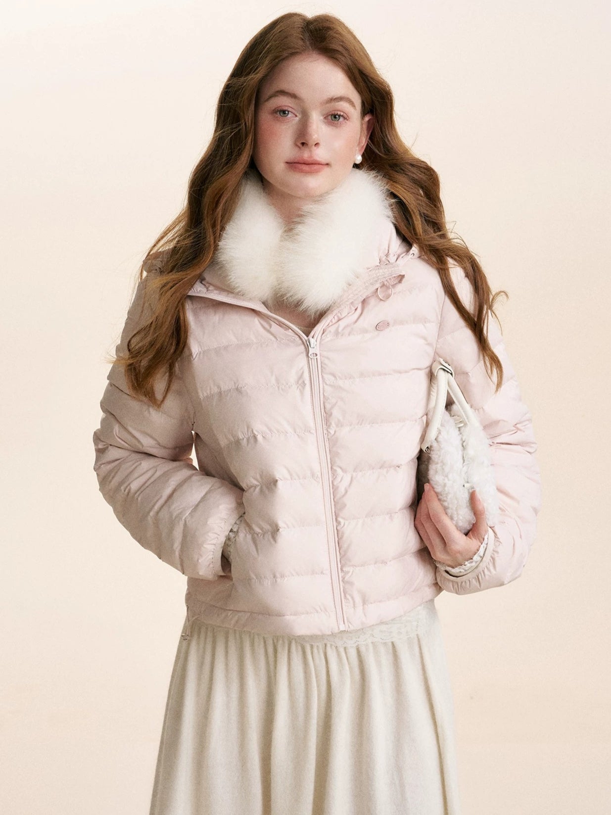 Hooded Ribbed Down Jacket