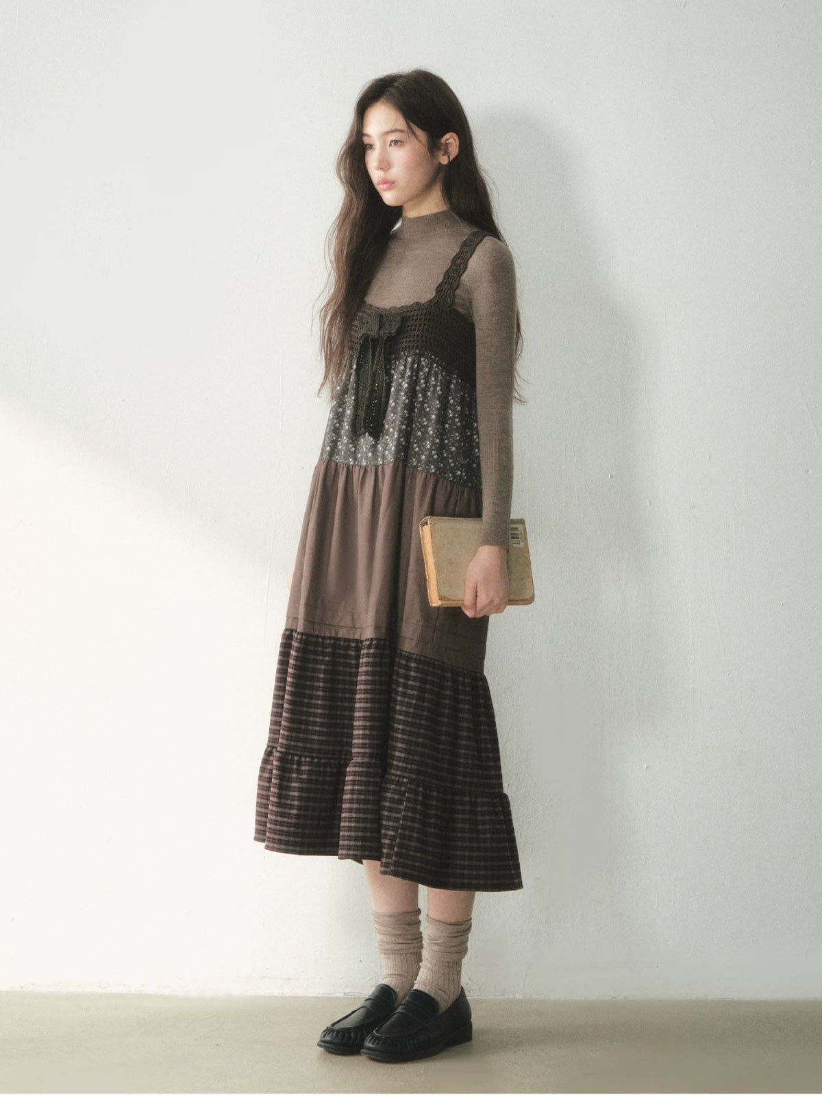 Forest Patchwork Tiered Cotton Dress