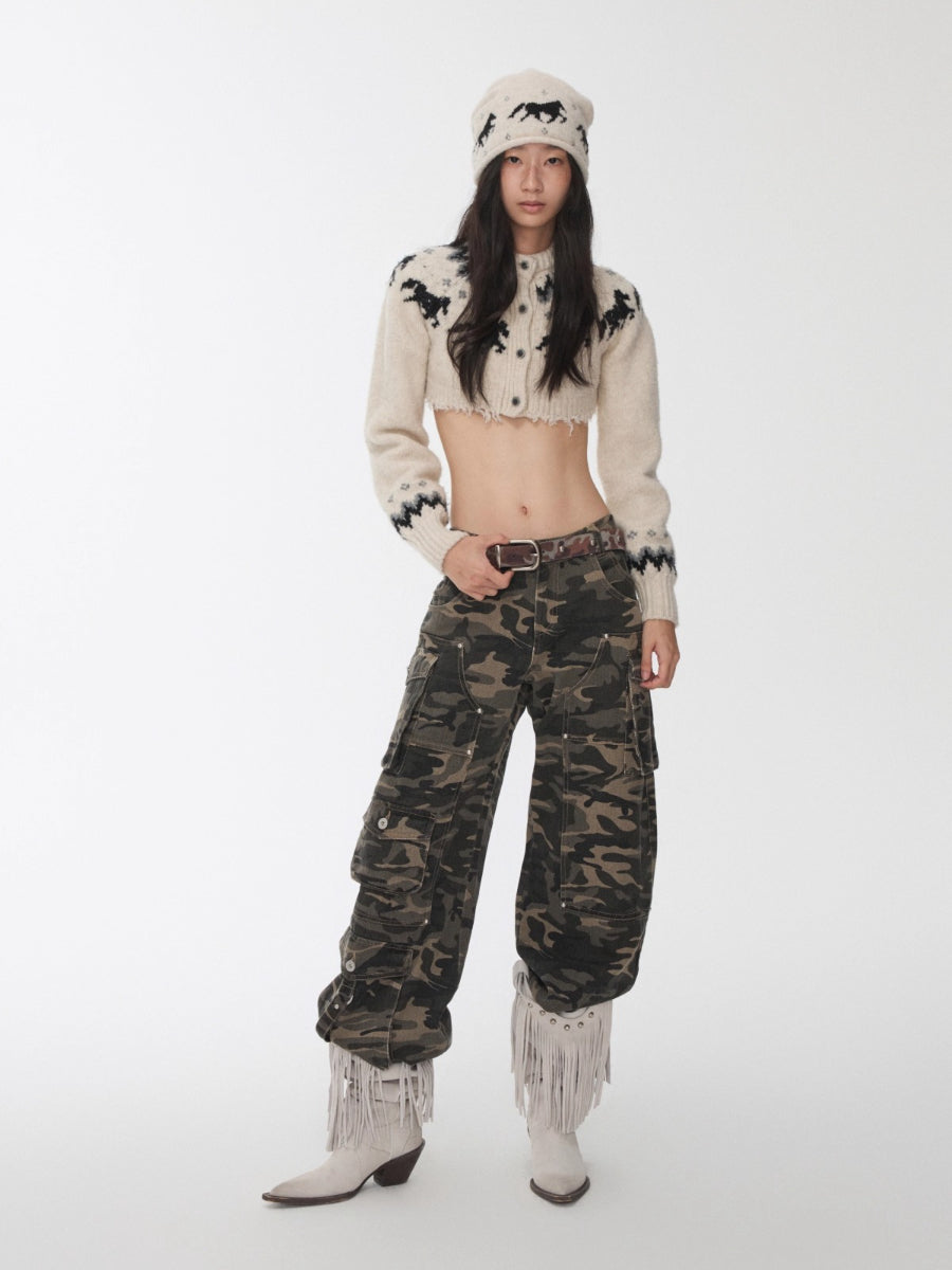 Fair Isle Pony Jacquard Knit Beanie