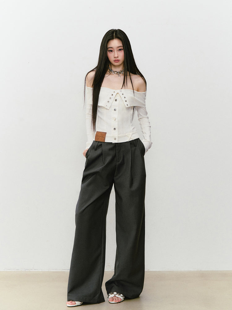 Waist-relaxed Wide-leg Suit Pants