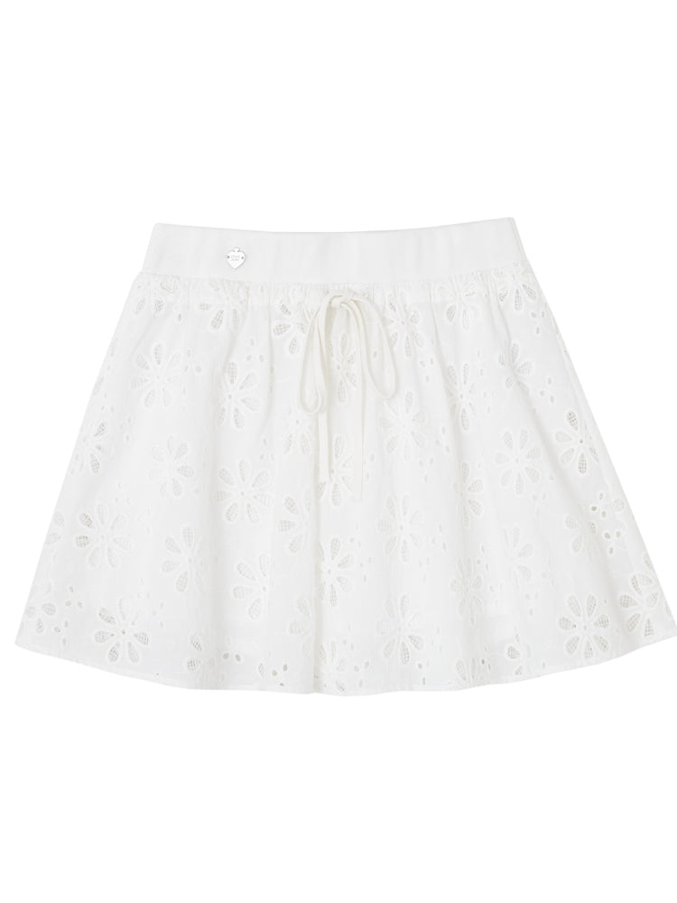 Collar Cut-Out Floral Shirt & Skirt Set