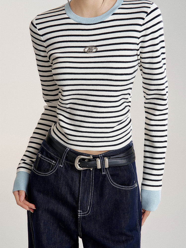 Contrast Striped Slim-Fit Knitted Base Layer