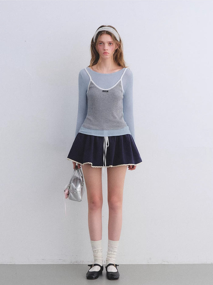 Contrast Layered Knit Top