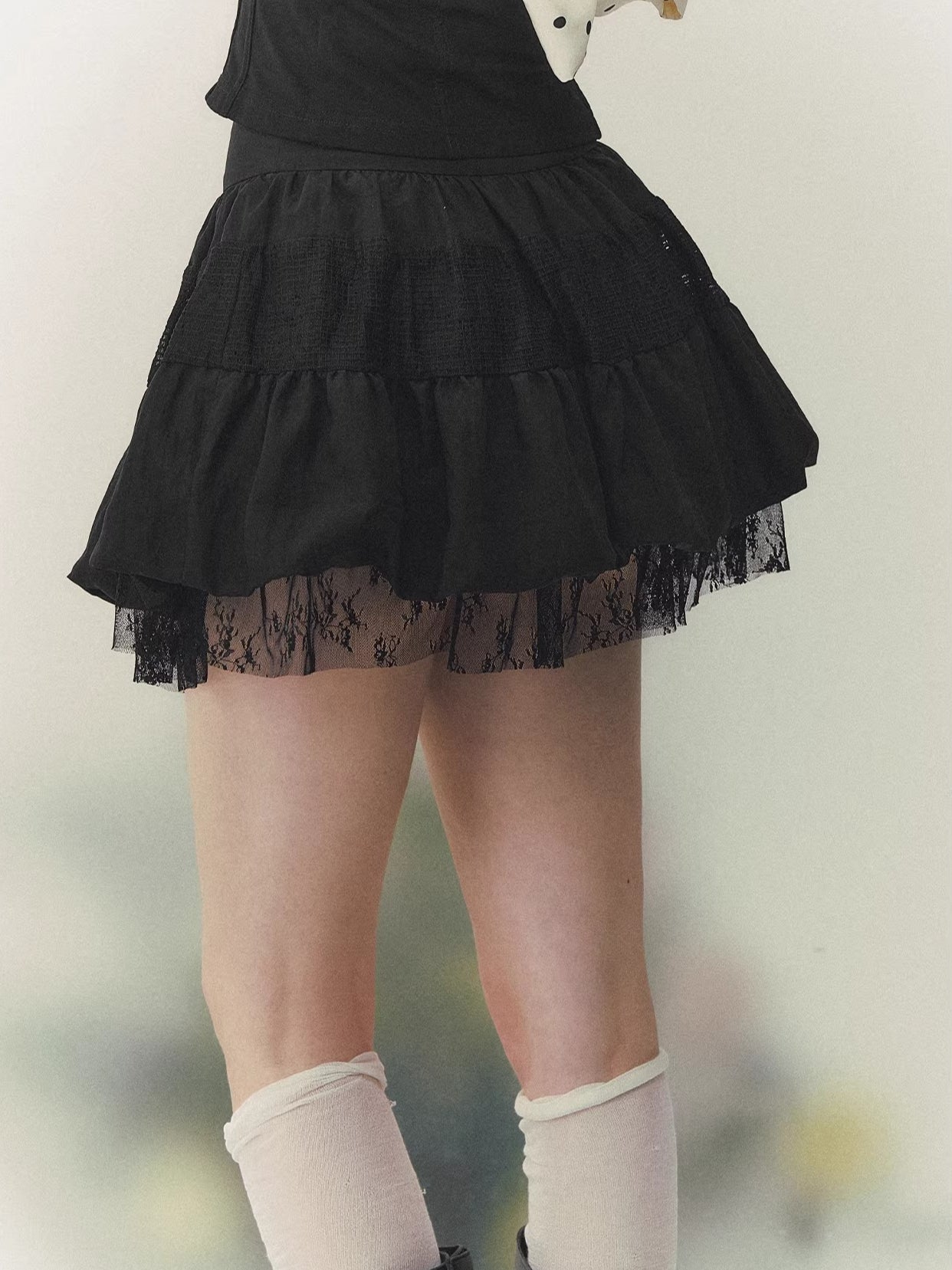 Lace Tiered Mini Skirt