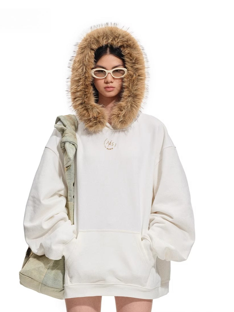 Polar Relaxed Eco-Fox Fur Hoodie