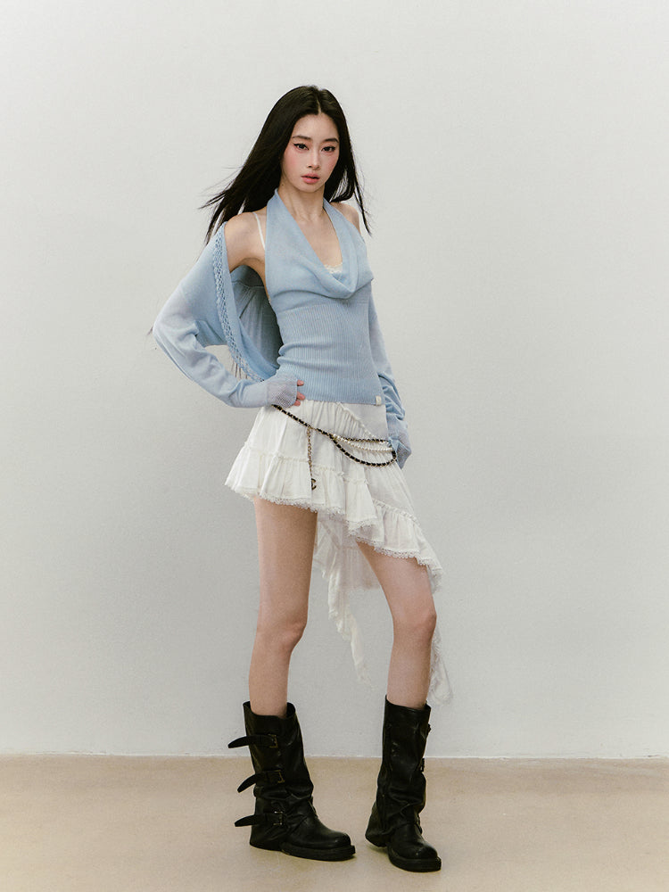 Heavy-duty Knitted Draped Neck Tank Top Set