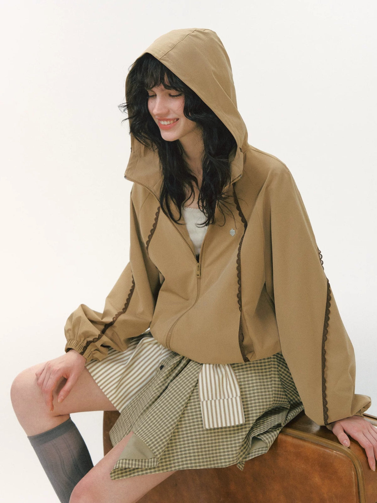 Lace Patchwork Hooded Jacket
