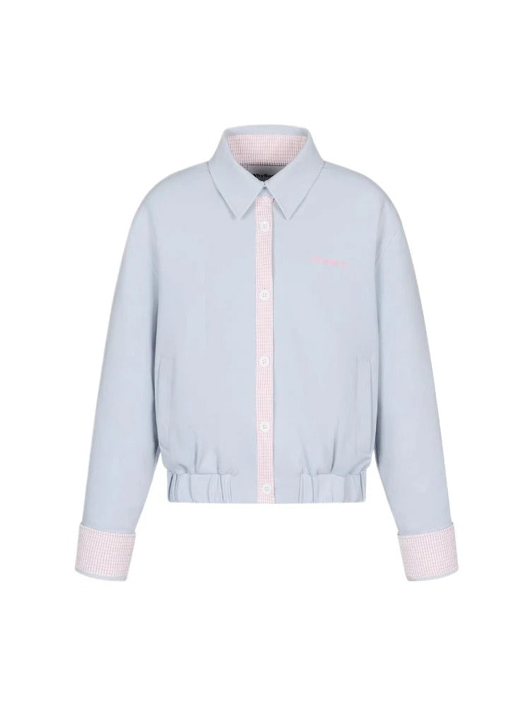 Collared Sweatshirt Patchwork Short Jacket
