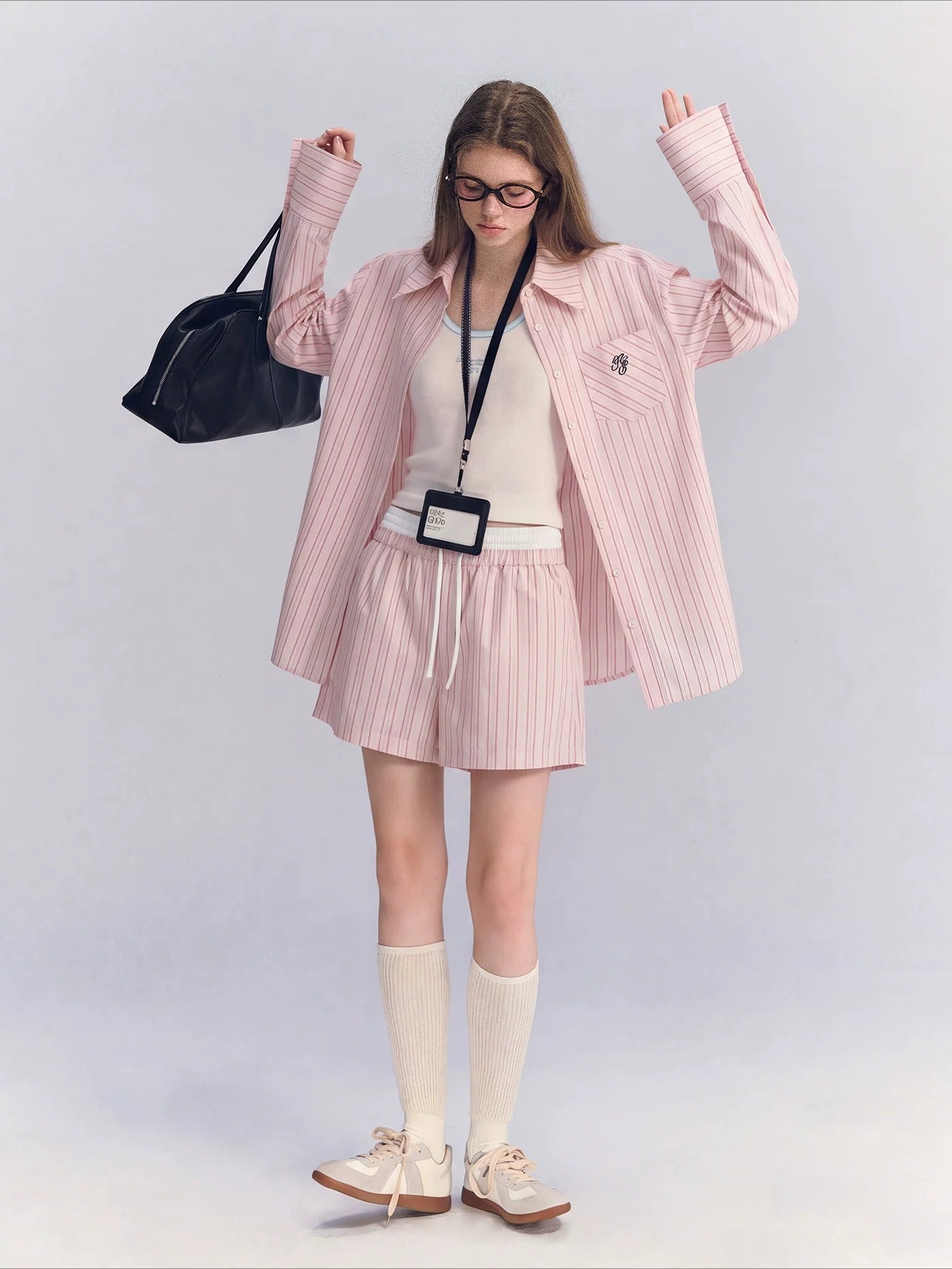 Striped Shirt Shorts Set