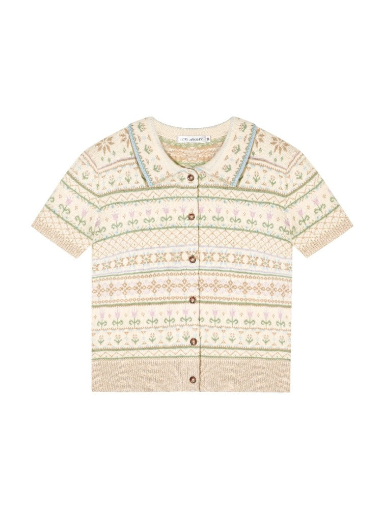 Fair Isle Polo Knit Top