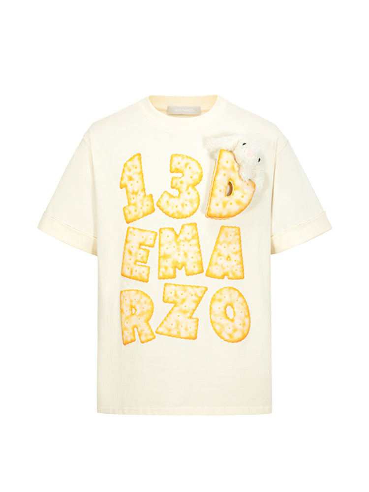 Cookie Illustration Round-Neck T-Shirt