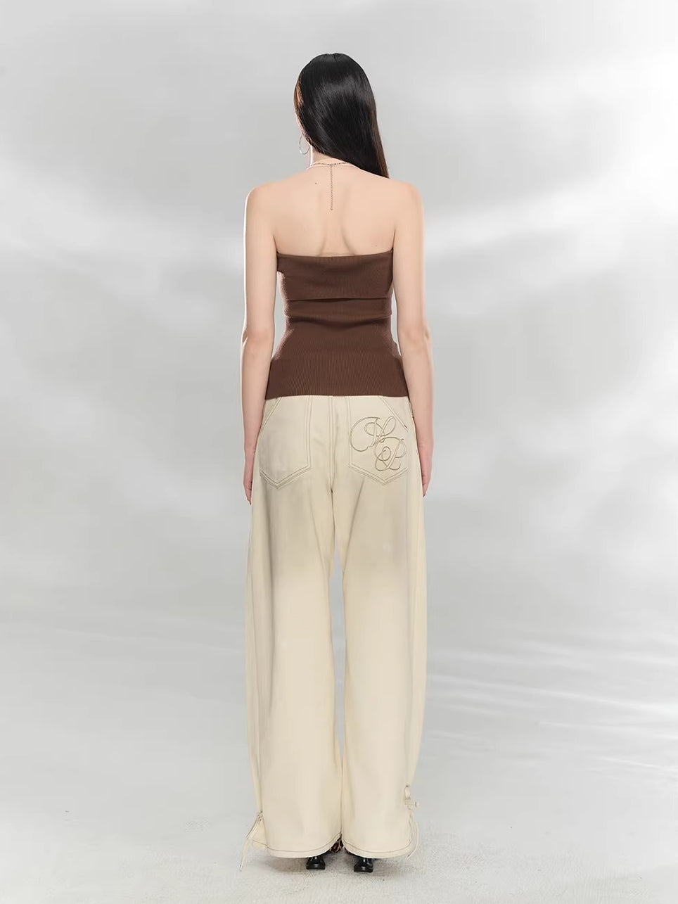 Contrast Zip Halter Top