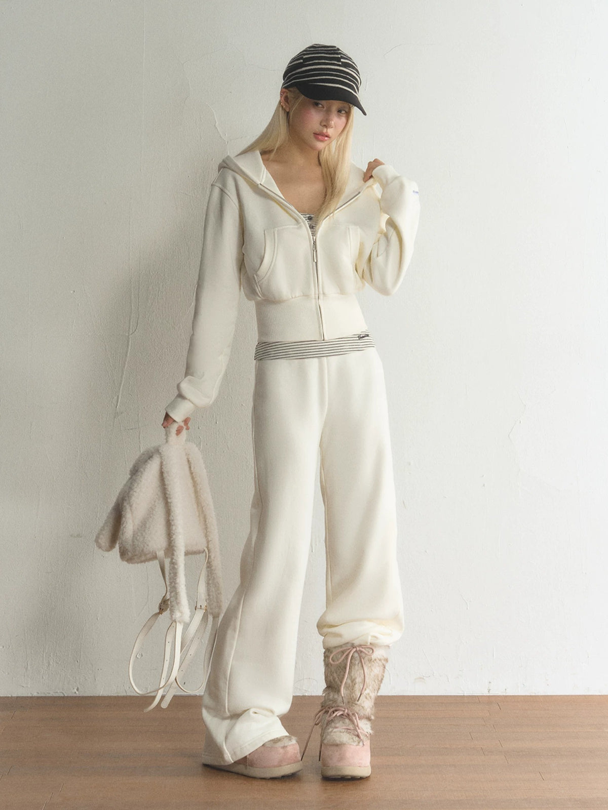 Cropped Hooded Sweatshirt Jacket