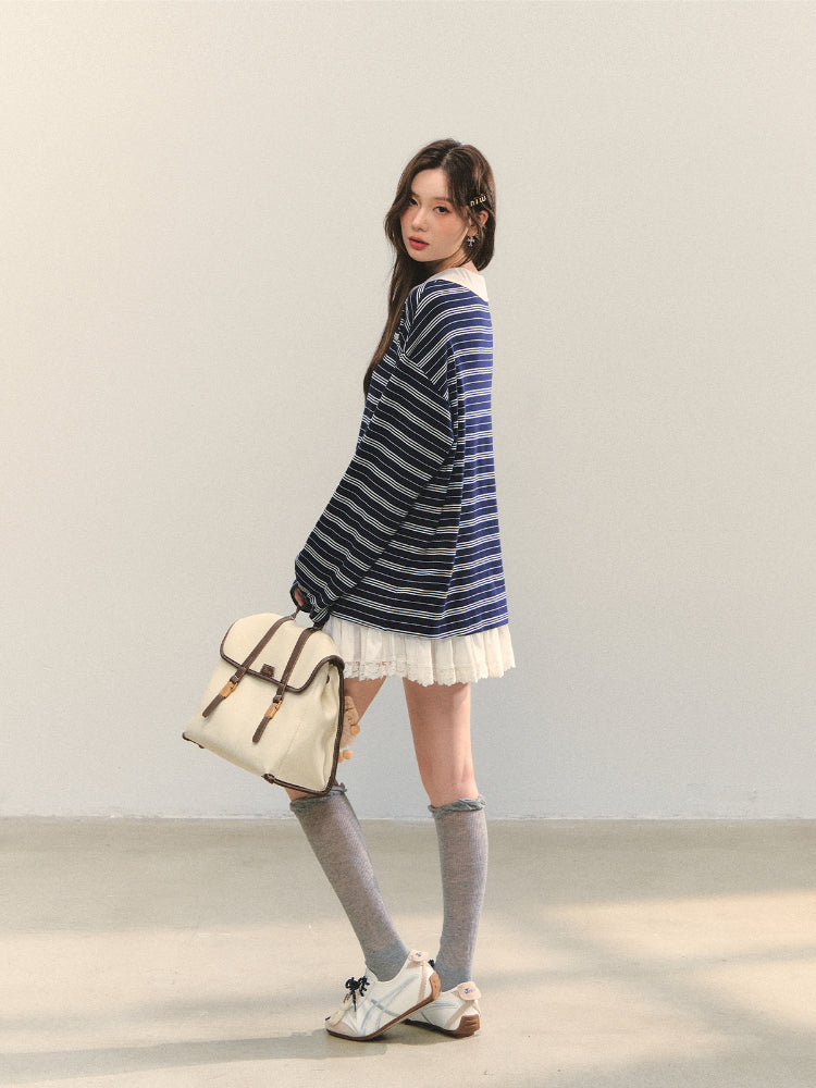 Bow Tie Stripe Long-Sleeve T-Shirt