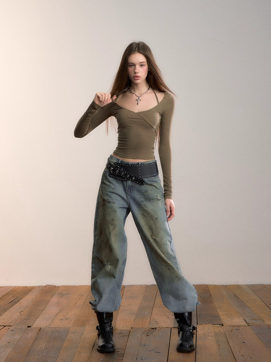 Halter Long-Sleeve Modal Top