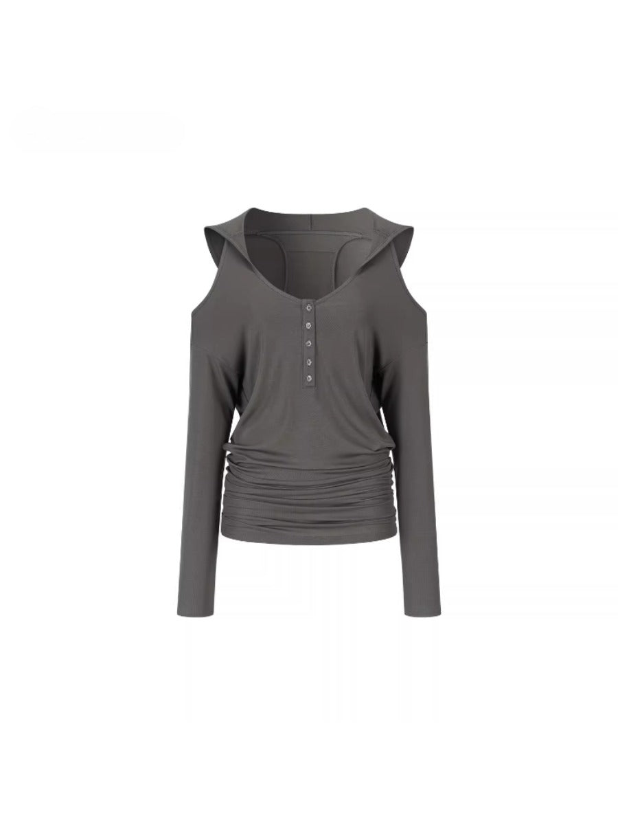 Off-Shoulder Hooded Tee