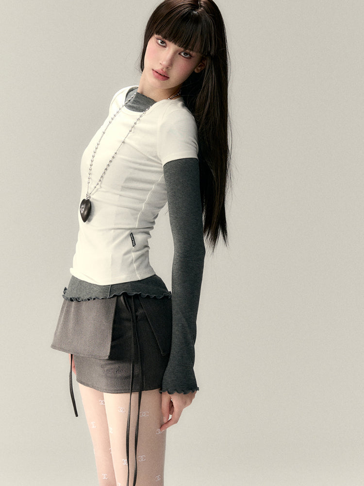 Embroidered Letter Short-Sleeve T-shirt