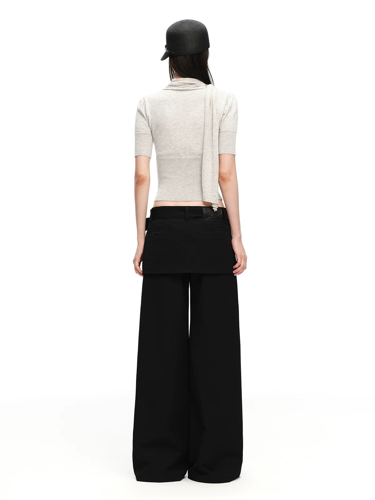 Scarf Sleeve Knit Top