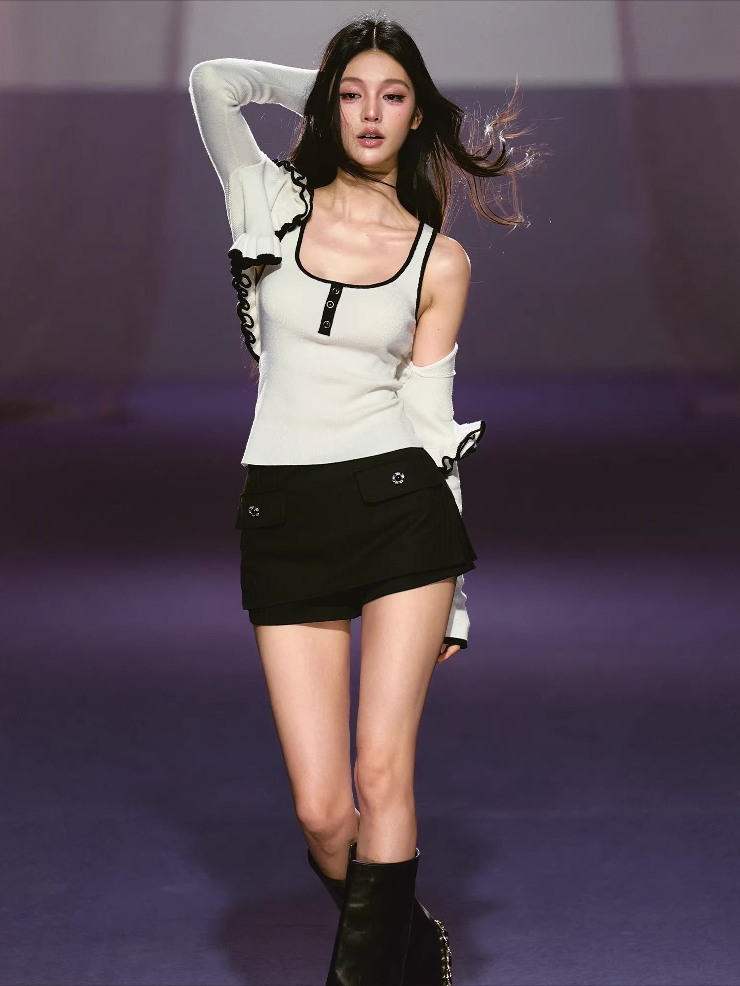 Rose Trim Cardigan Set