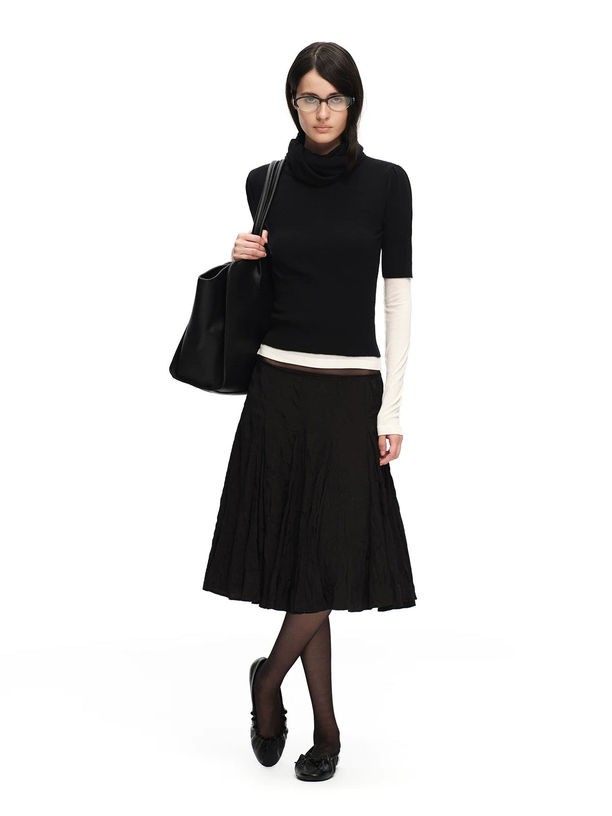 Crinkled A-Line Skirt