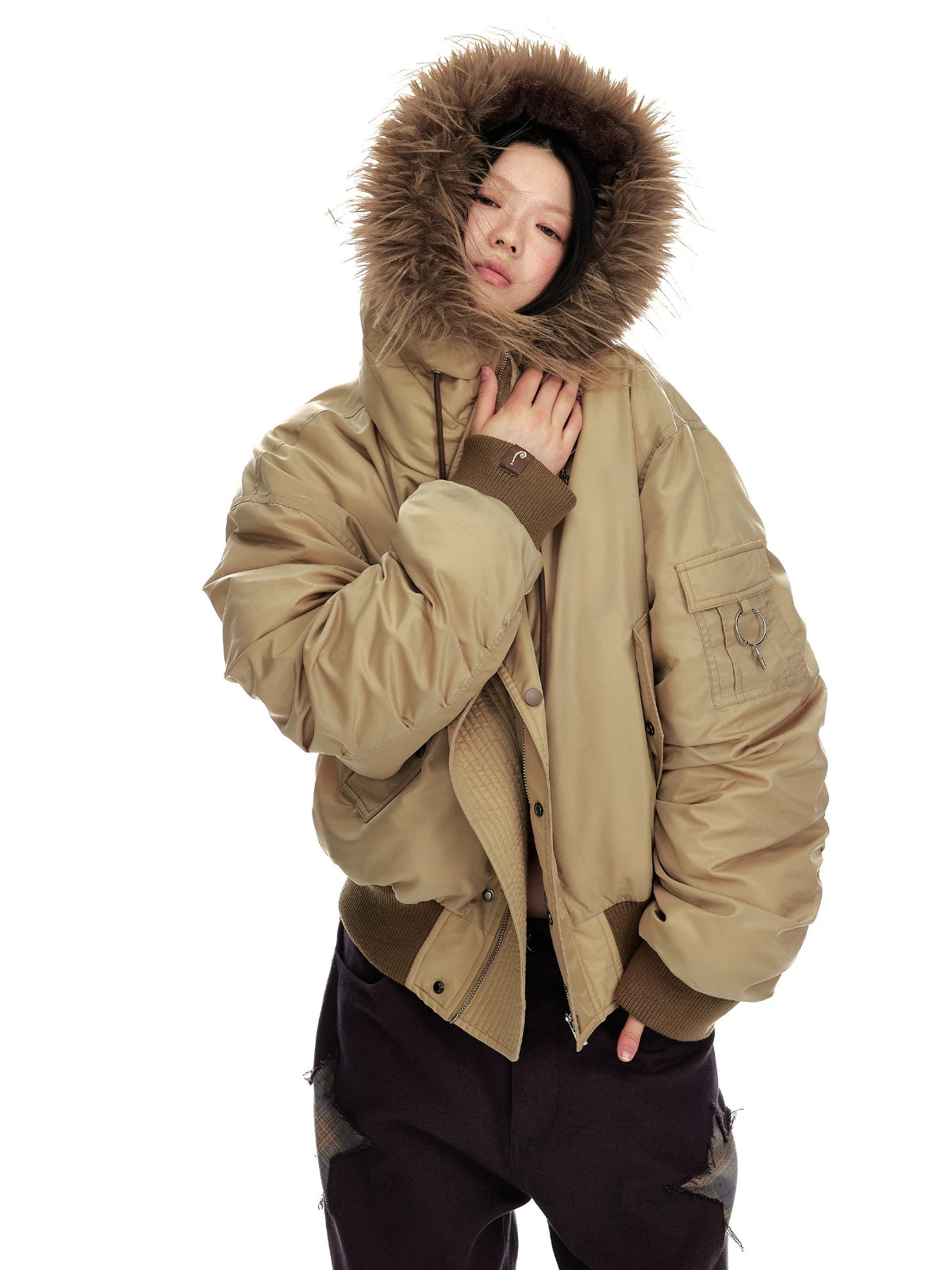 Vintage Hooded Fur Collar Down