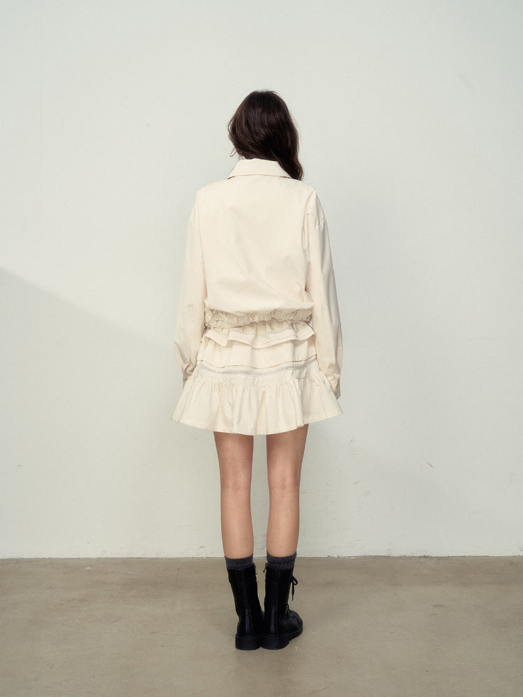 Lace-Trimmed Jacket & Skirt Set