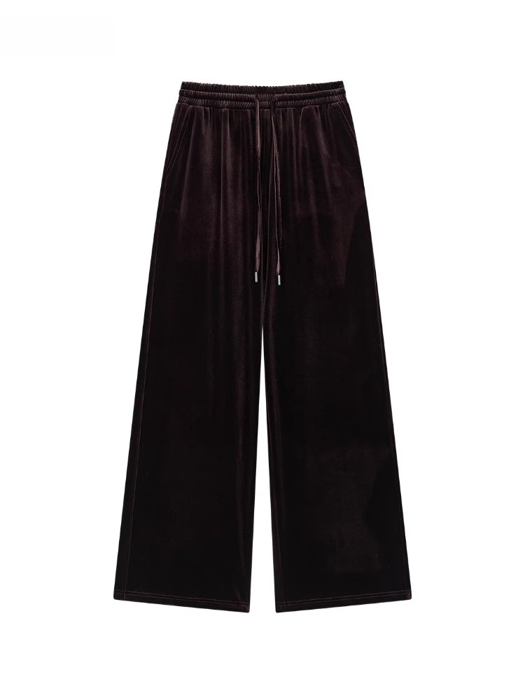 Velvet Sports Sweatshirt & Wide-Leg Pants Set