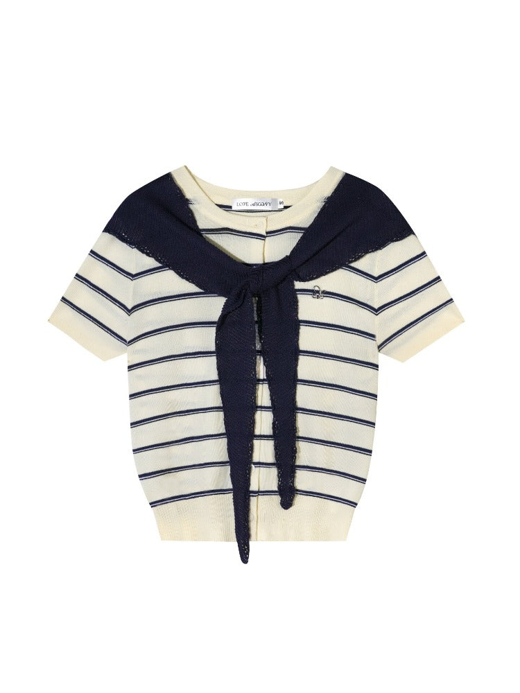 Striped Knit Sailor Top