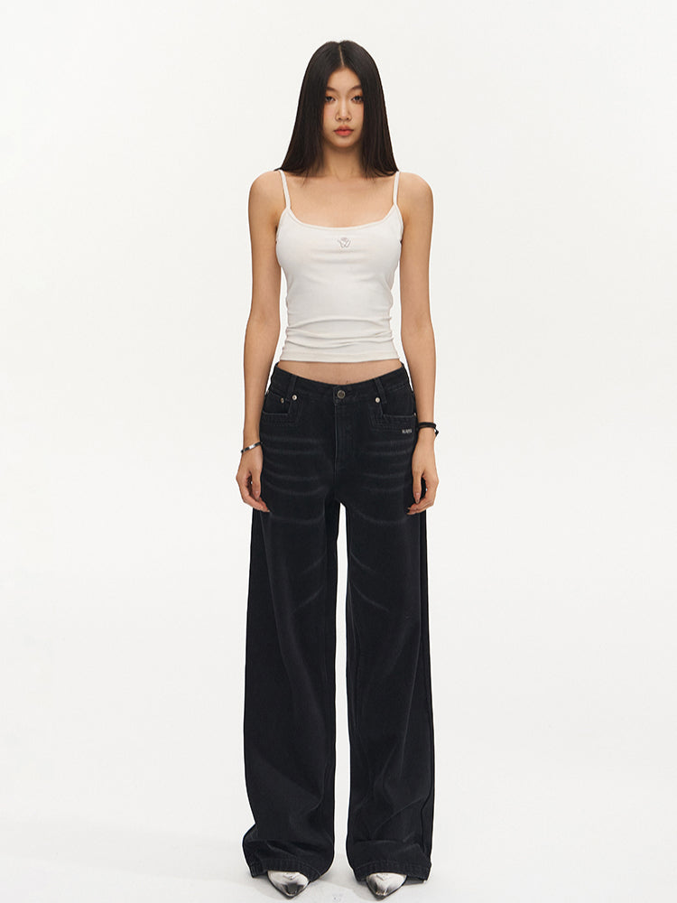 Vintage Low-Waist Loose Straight-Leg Pants