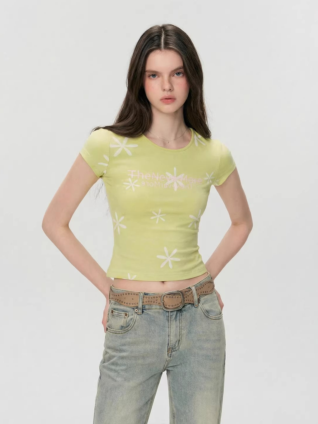 Contrast Floral Print Slim-Fit T-shirt