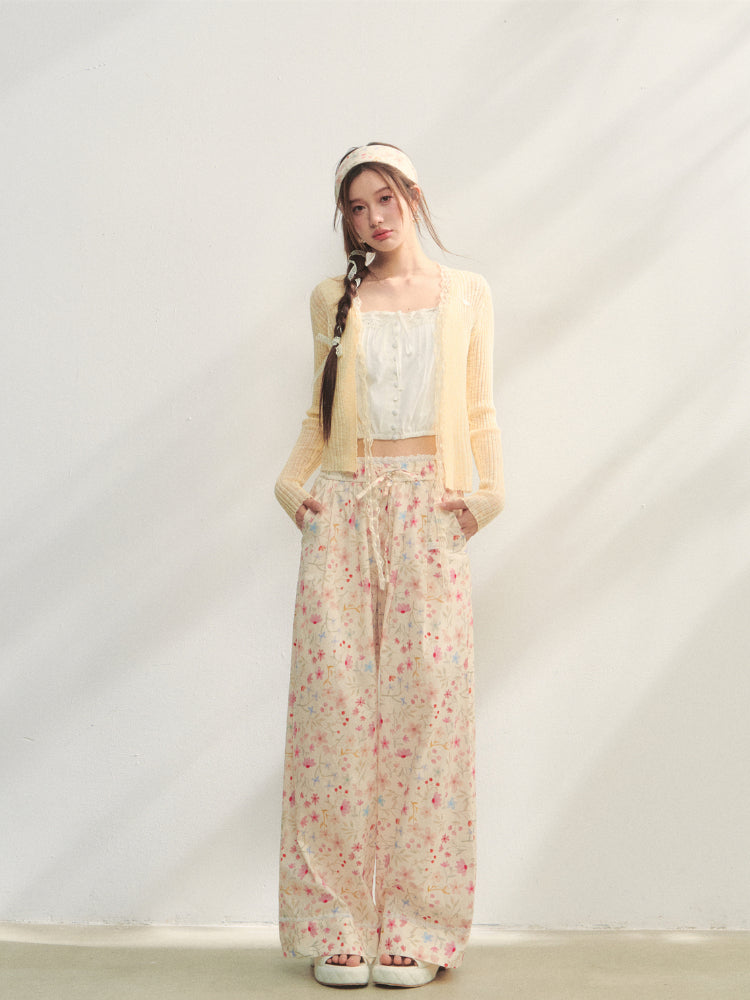 Lace Trim Knit Cover-Up