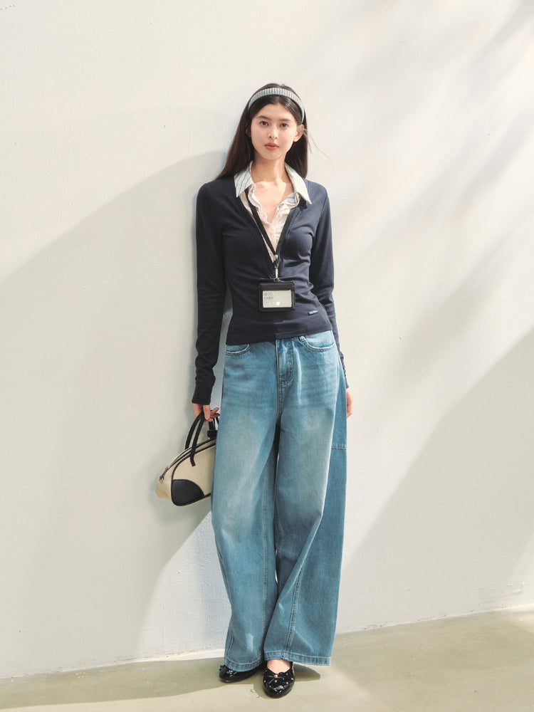 Fake Three-piece Contrast Color Polos