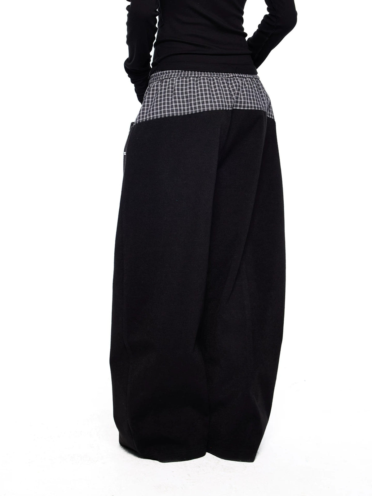 Plaid Drawstring Wide Leg Pants