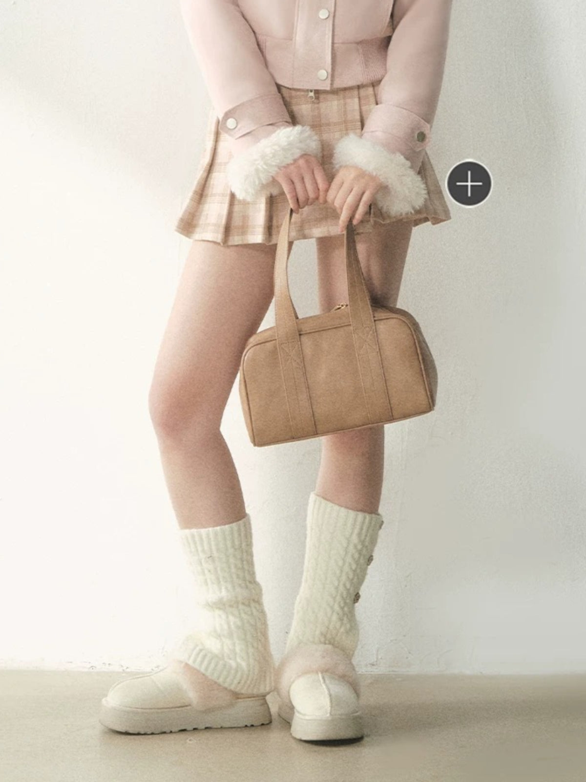 Wooden Flower Button Leg Warmers