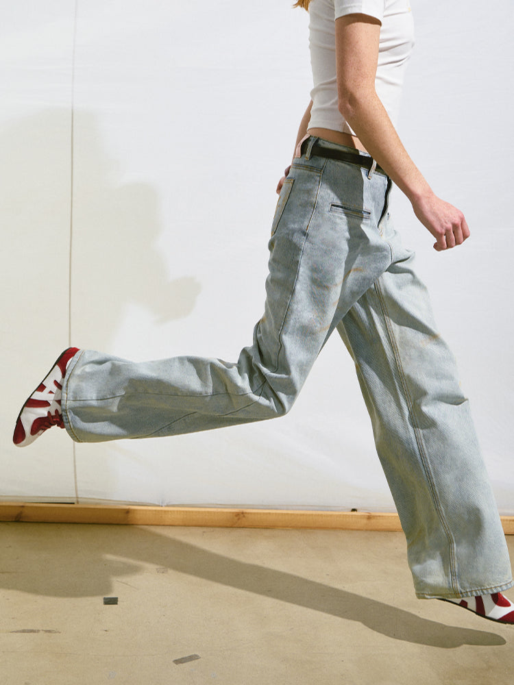 Loose Straight-Leg Denim Pants